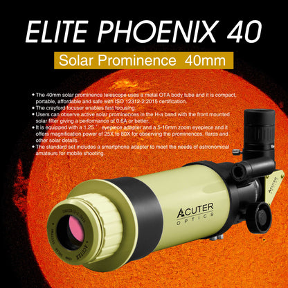 Acuter Elite Phoenix 40 H-alfa sólarsjónauki + SolarQuest stæði
