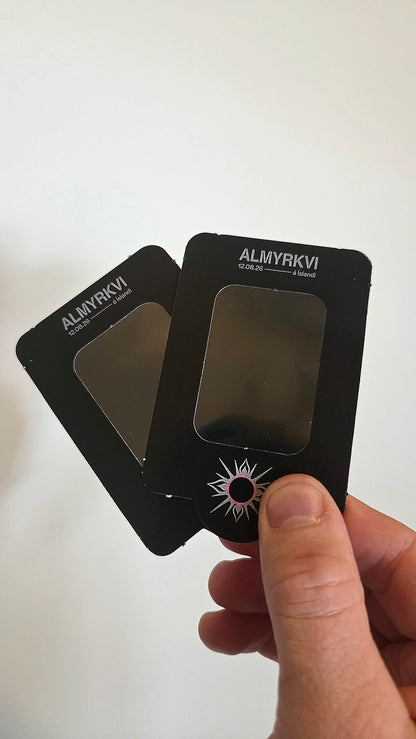 Almyrkvi 2026 - 2x sólarsíur fyrir snjallsíma + 2x sólmyrkvagleraugu
